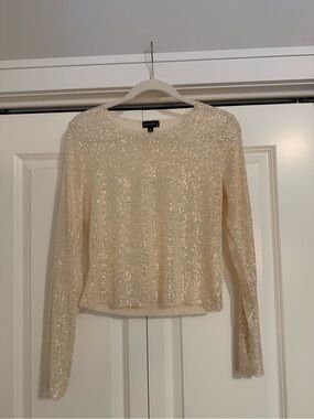 Sequin Cream Long Sleeve Top